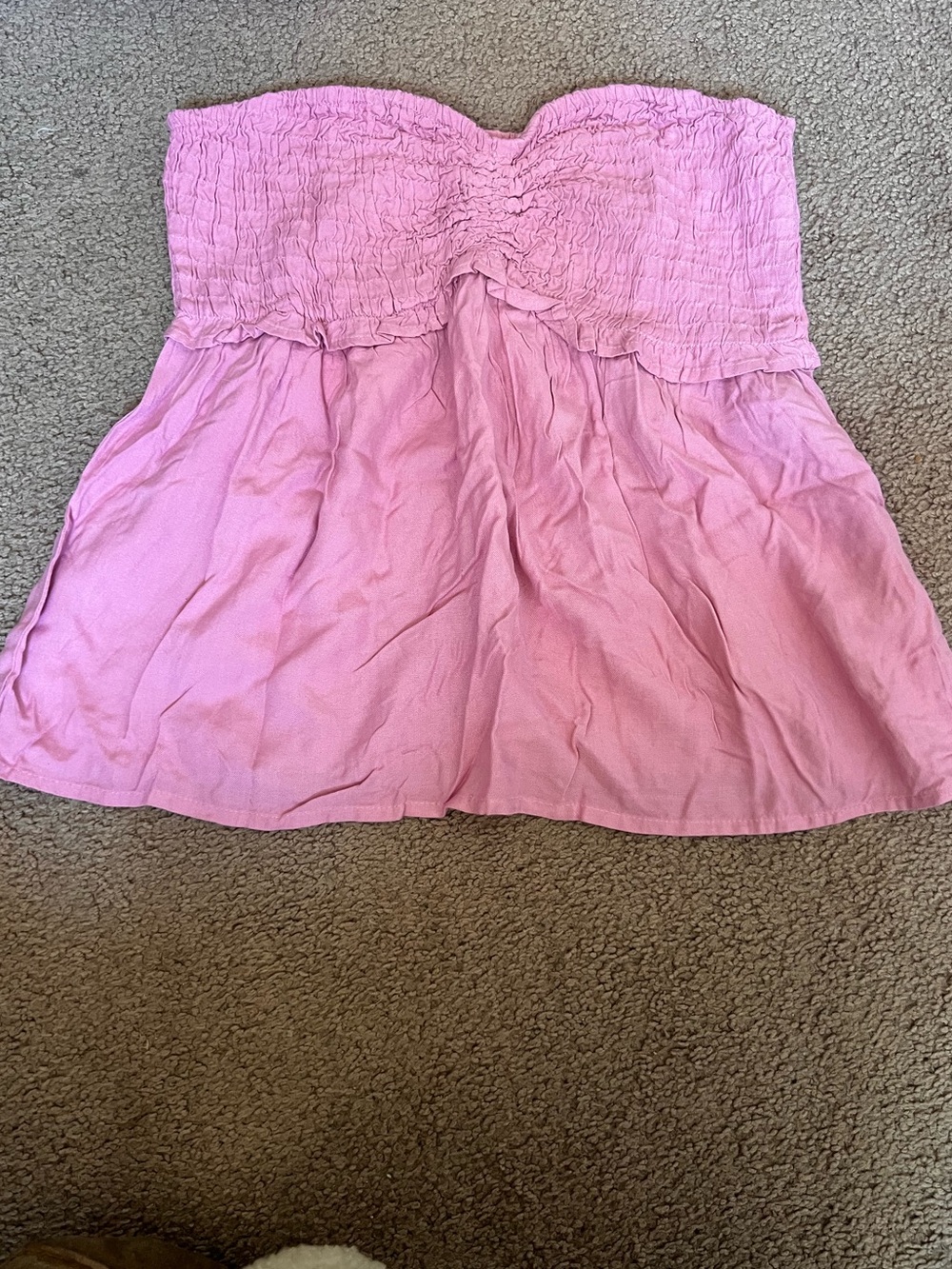 Style Envy Pink Strapless Smocked Shirt
